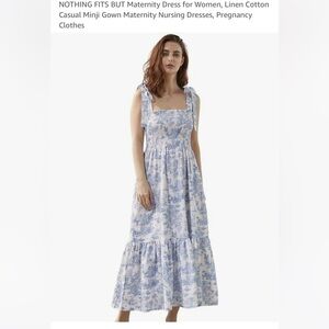 NOTHING FITS BUT Maternity Dress for Women, Linen Cotton Casual Minji Gown